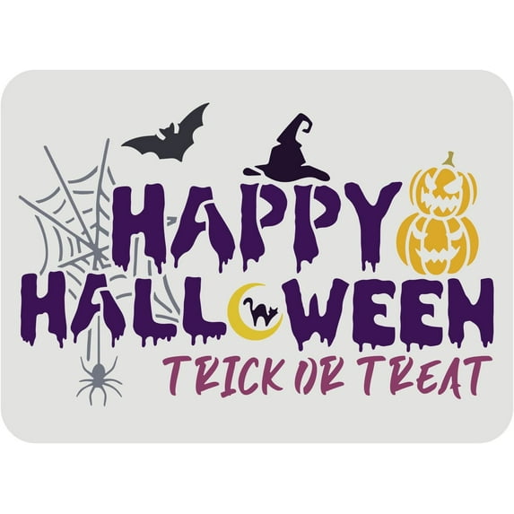 Happy Halloween Wicked Stencil 11.7x8.3 inch Trick Or Treat Reusable Mylar Stencil Template for Painting Crafts and Decorations DIY Art Projects Wood Wall Halloween Home Decor