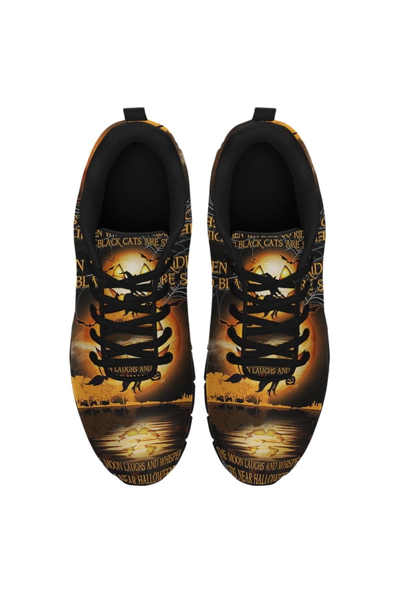 Happy Halloween Witch Running Shoes Sneakers Mesh Black Size 9