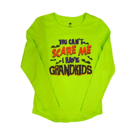 Happy Halloween Womens Green You Cant Scare Me I Have Grandkids T-Shirt Shirt S