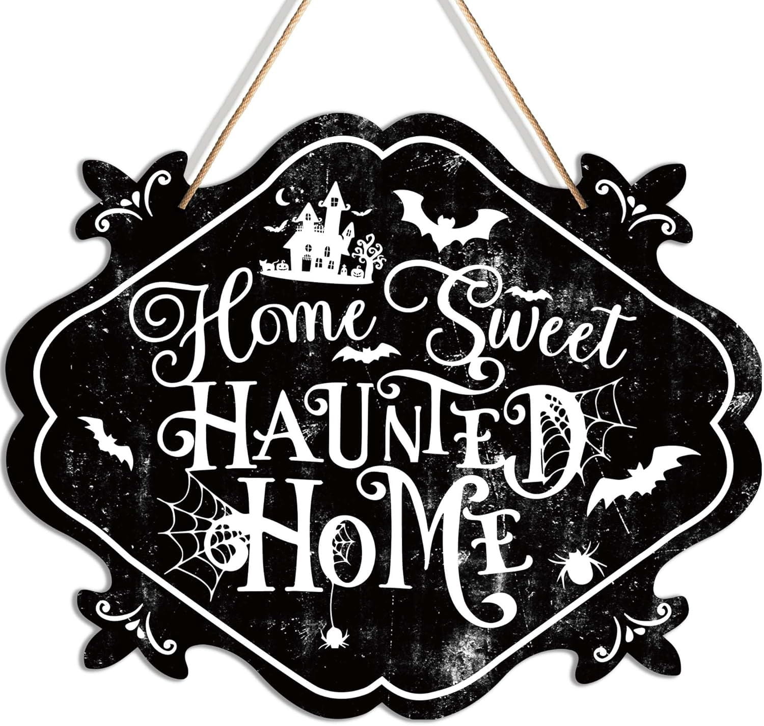 Happy Halloween Wooden Sign 8x10 Inch with Rope for Wall Door Decor