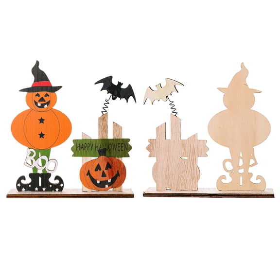 Happy Halloween Wooden Tabletop Ornaments, Halloween Wood Sign Centerpiece Table Decor Spooky Rustic Freestanding Boo Decor