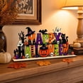 thumbnail image 1 of Happy Halloween Wooden Tabletop Sign,Ghost Pumpkin Bat Layered Mantel Decor,Freestanding Farmhouse Shelf Ornament Holiday Gift, 1 of 4