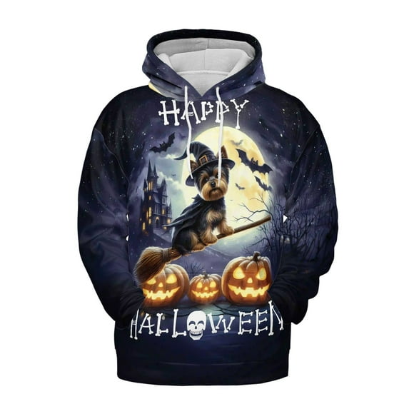 Happy Halloween Yorkshire Terrier Witch Pumpkins Bats All Over Print 3D Hoodie Unisex Merch Hoodies Yorkie Dog Lover Gifts - 13012