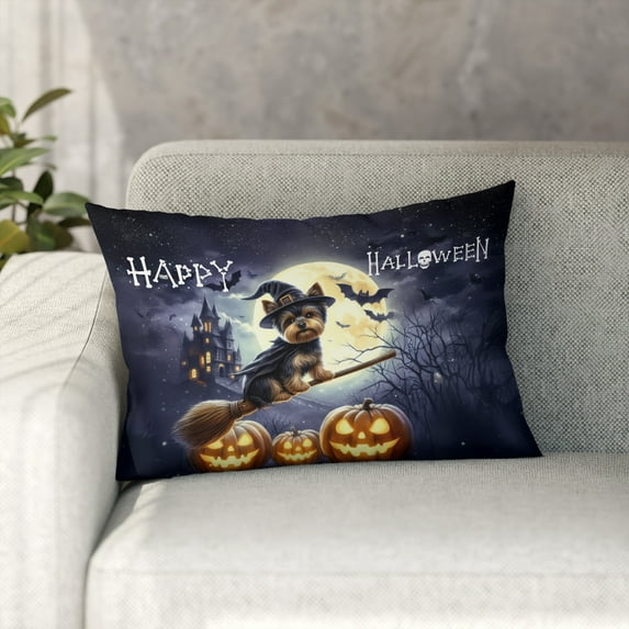 Happy Halloween Yorkshire Terrier Witch Pumpkins Bats Pillowcase Double Sided Yorkie Dog Lover Gifts Pillow Case Covers - 13012