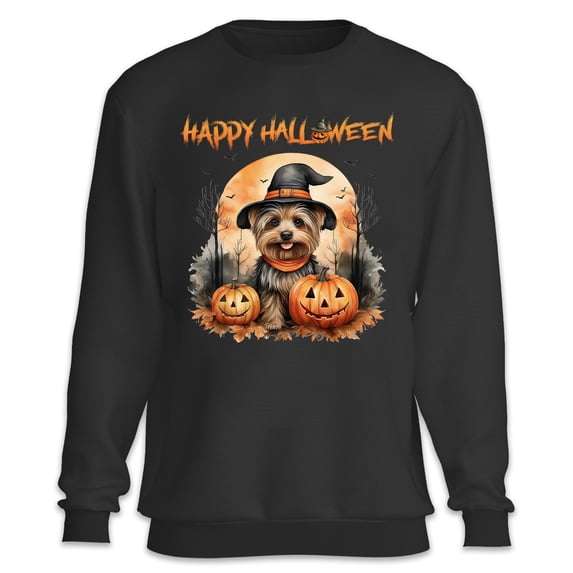 Happy Halloween Yorkshire Terrier Witches Hat Pumpkin Carving Sweatshirt Unisex Merch Yorkie Dog Lover Gifts - 02019