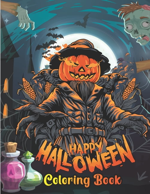 Happy Halloween coloring book: Scary pumpkins vampire and devil, Adult Coloring and activity Book Featuring Fun, Creepy and Frightful Halloween Designs for Stress Relief and Relaxation (Paperback)