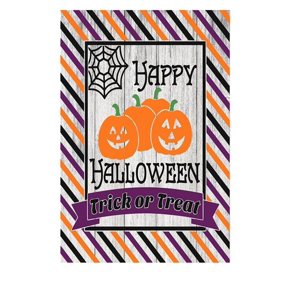 Happy Halloween w/ Frame Border Rustic Metal Sign - 12" x 8"