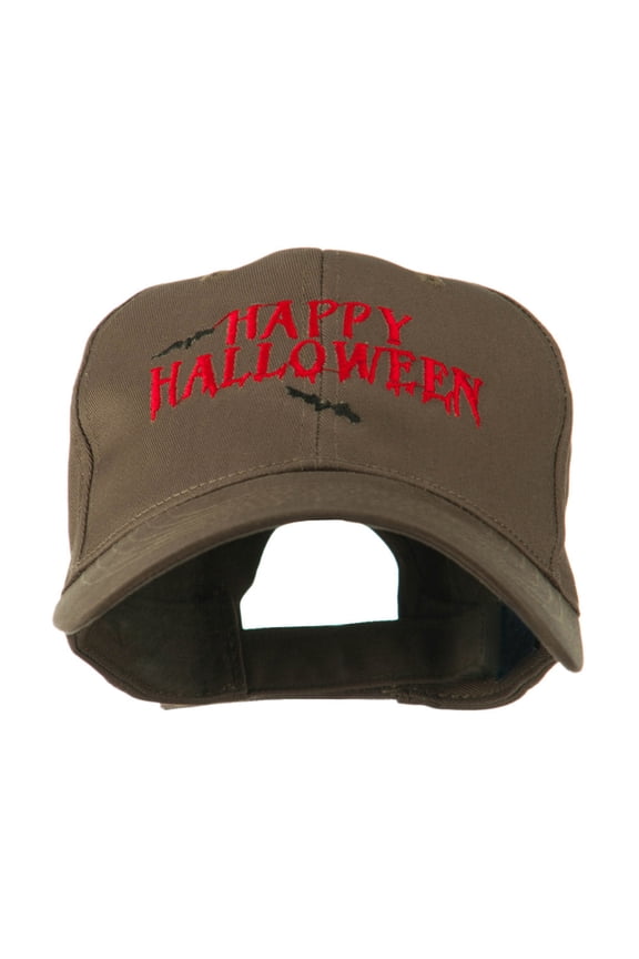 Happy Halloween with Bats Embroidered Cap - Brown OSFM