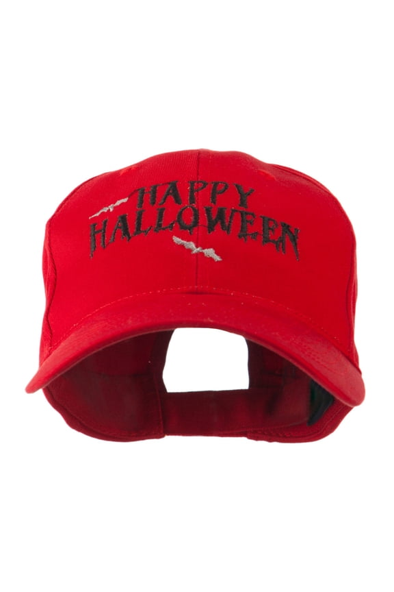 Happy Halloween with Bats Embroidered Cap - Red OSFM