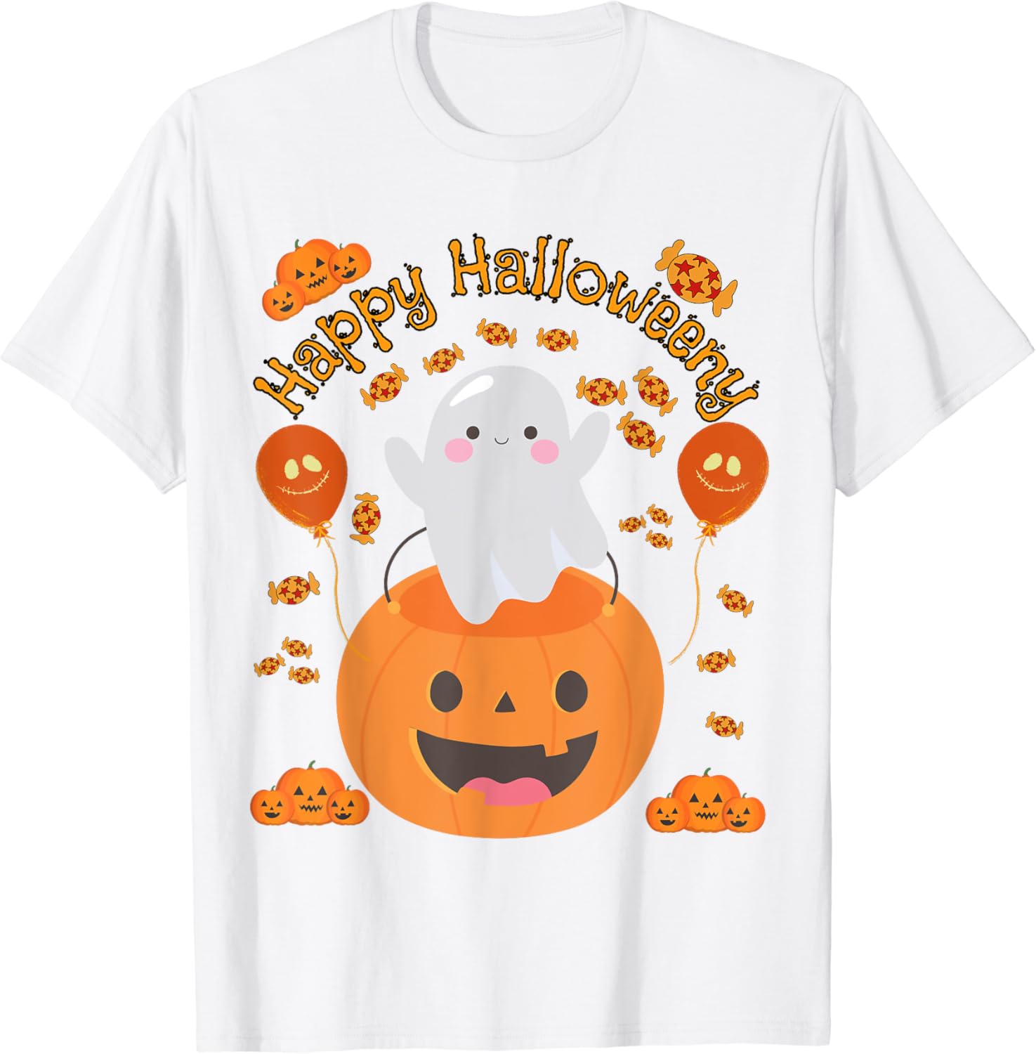 Happy Halloween y Cute Boys and Girls Costume as a Ghost TShirt
