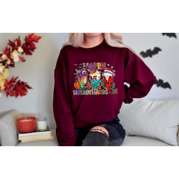 Happy Hallowthanksmas Gnomes Sweatshirt, Thanksgiving Sweat , Hallothanksmas Gnomes Shirt, Happy Hallothanksmas,Comfy Hallothanksmas Sweater