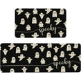 thumbnail image 1 of Happy Haloween Kitchen Mat Set of 2, Black Spooky Decorative Funny Text Kitchen Rug, Holiday Anti Fatigue Waterproof Stain Resistant Floor Rug Non Slip Cushioned Floor Mat 17x29 and 17x47 in, 1 of 6