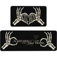 thumbnail image 1 of Happy Haloween Kitchen Mat Set of 2,Funny Black Skull Kitchen Rug Holiday Decorative Anti Fatigue Waterproof Stain Resistant Floor Rug Non Slip Cushioned Floor Mat 17x29 and 17x47 in, 1 of 6