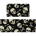thumbnail image 1 of Happy Haloween Kitchen Mat Set of 2,Gothic Black White Sugar Skull Skeleton Witchy Kitchen Rug Rubber Non Slip Holiday Decorative Decor Floor Mats Washable- 17x30 and 17x47 Inch, 1 of 1