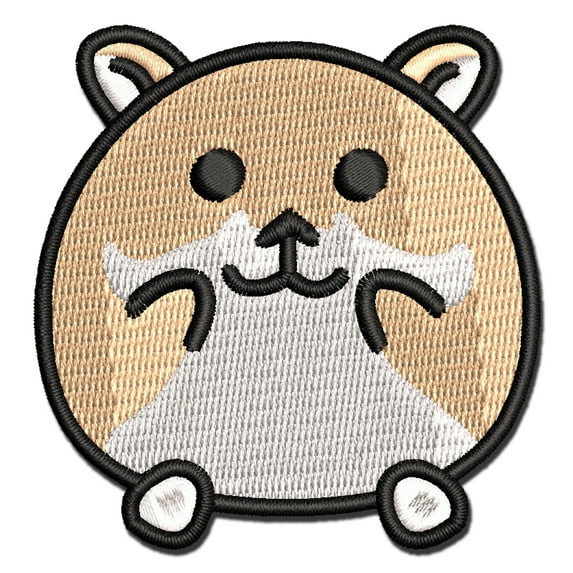 Happy Hamster Applique Multi-Color Embroidered Hook & Loop Patch - 2.5 Inch Small