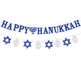thumbnail image 1 of Happy Hanukkah Banner Chanukah Decorations Festival Party Decorations Silver Blue Glitter with Star for Hanukkah Holiday Wall Fireplace Party Supplies, 1 of 5