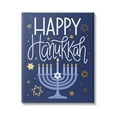 thumbnail image 1 of Happy Hanukkah Blue Menorah Pattern Holiday Graphic Art Gallery Wrapped Canvas Print Wall Art, 1 of 7