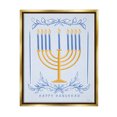 thumbnail image 1 of Happy Hanukkah Botanical Menorah Holiday Graphic Art Metallic Gold Framed Art Print Wall Art, 1 of 6