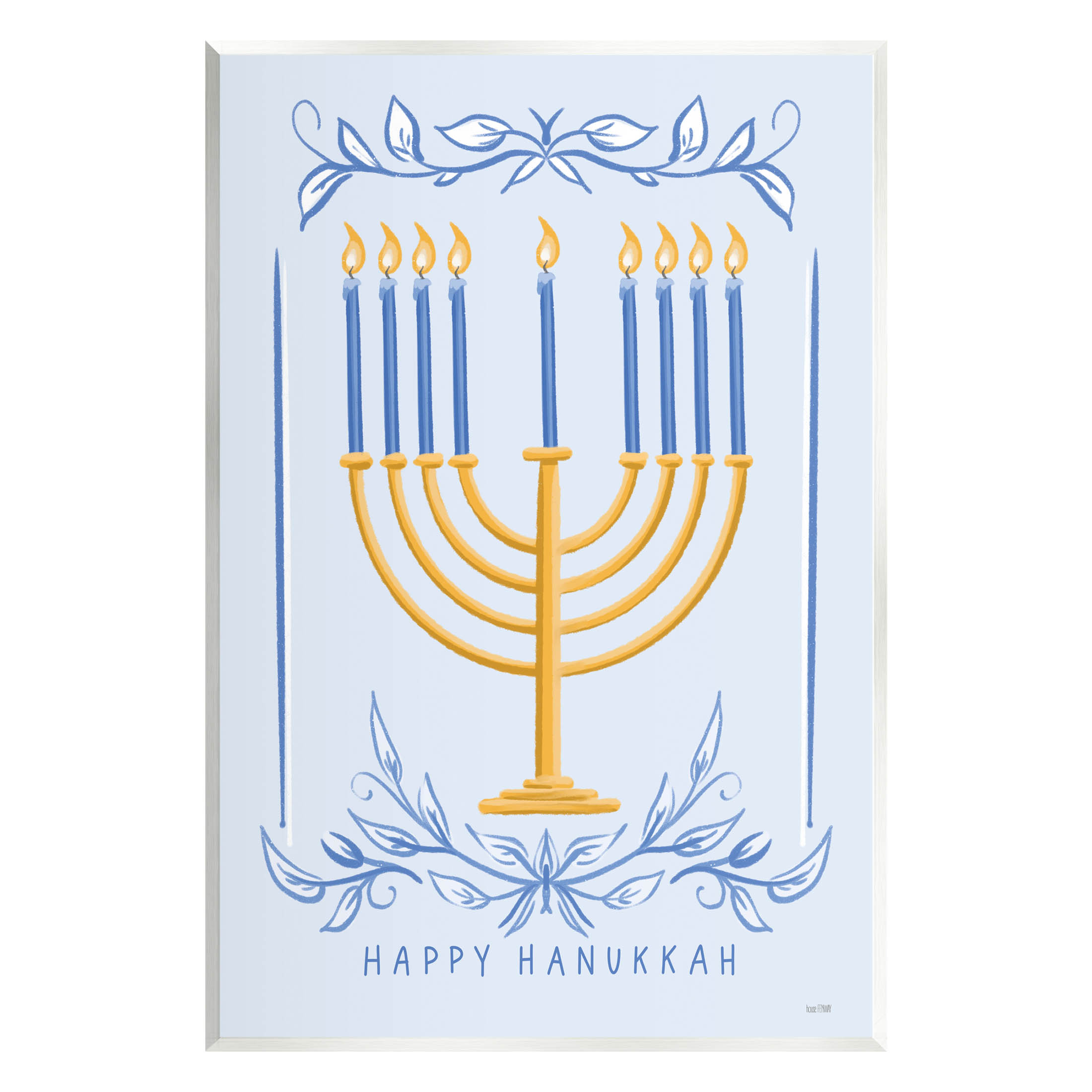 Happy Hanukkah Botanical Menorah Holiday Graphic Art Unframed Art Print Wall Art