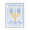 thumbnail image 1 of Happy Hanukkah Botanical Menorah Holiday Graphic Art White Framed Art Print Wall Art, 1 of 7