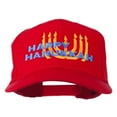 thumbnail image 1 of Happy Hanukkah Candles Embroidered Cap - Red OSFM, 1 of 5