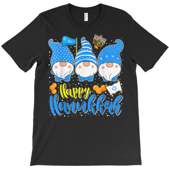 Happy Hanukkah Cute Chanukah Three Gnomes Lover Funny Jewish Holiday H18511 T-Shirt, for Men and Women, Up to Size 5XL