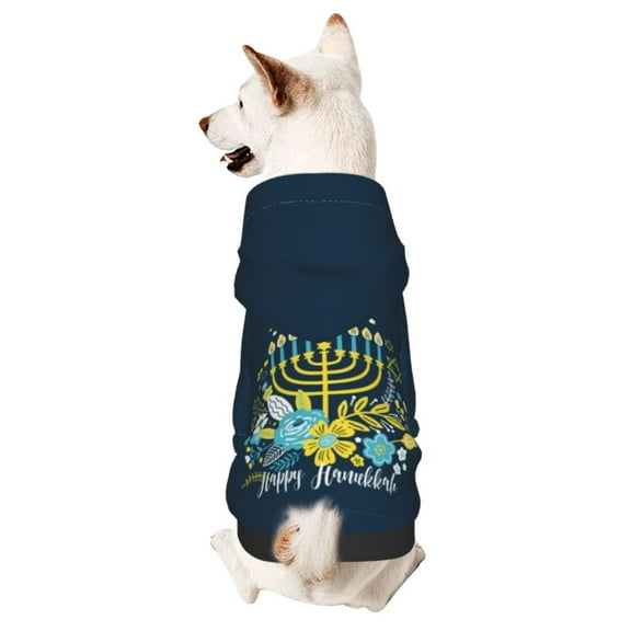 Happy Hanukkah Dog Sweatshirt Pet Wear Hoodie Soft Warm Easy To Wear Puppy Cat Dogs Apparel Small