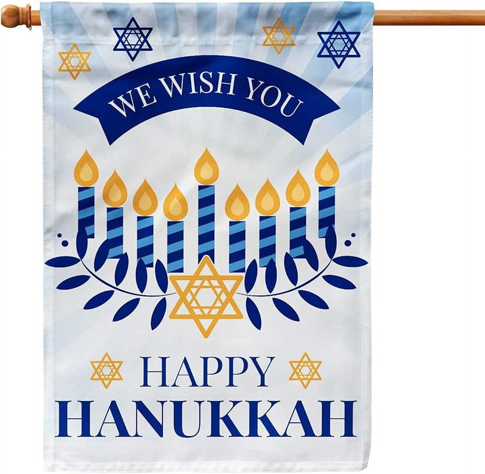 Happy Hanukkah Garden Flag Double Sided Burlap Flag for December