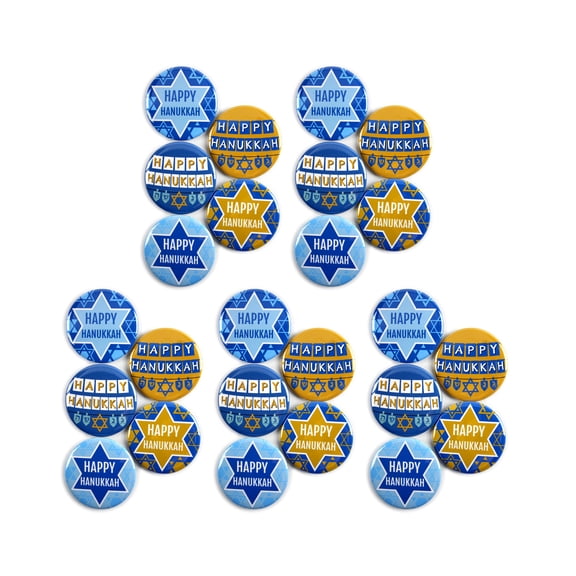 Happy Hanukkah Holiday Celebration Ugly Sweater Pinback Button Badges - 2.25 Inch - 25 Pack
