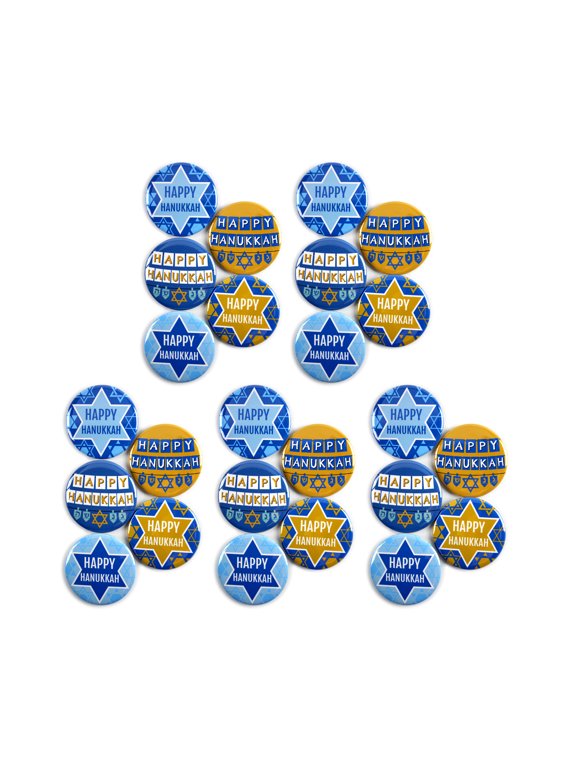 Happy Hanukkah Holiday Celebration Ugly Sweater Pinback Button Badges - 2.25 Inch - 25 Pack