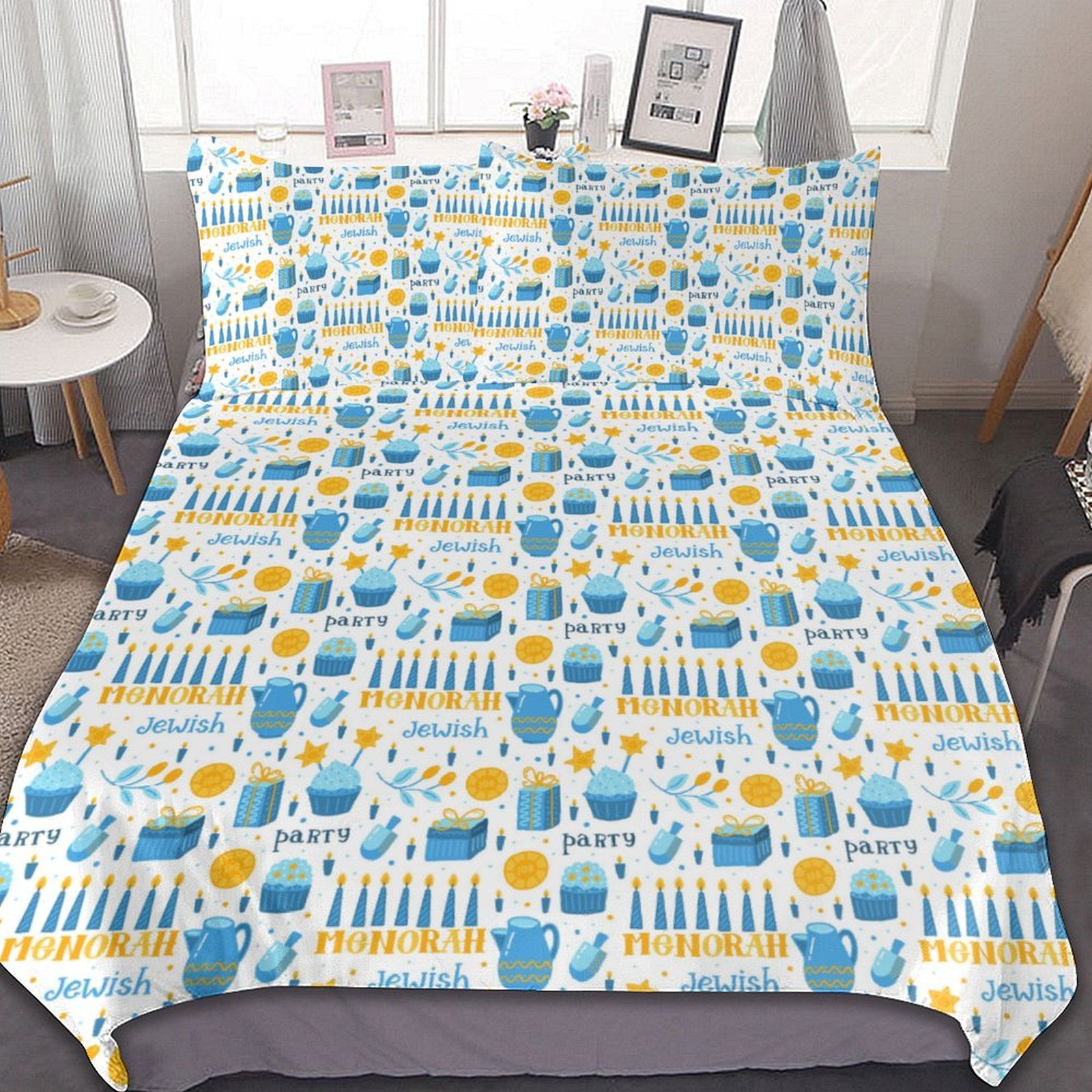 Happy Hanukkah Jewish Chanukah Holiday King Bedding Sets 3 Piece (1 ...