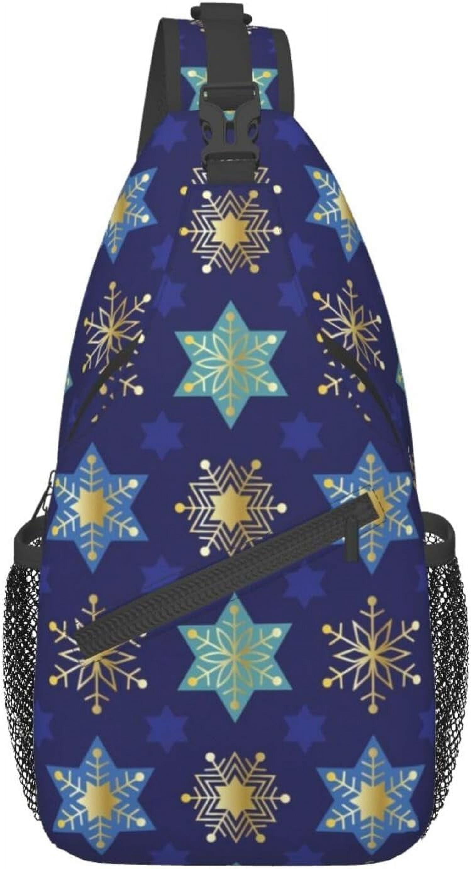 Happy Hanukkah Jewish Chanukah Holiday Sling Bag Crossbody Hiking Travel Chest Bags Backpack Shoulder Daypack for Women Men