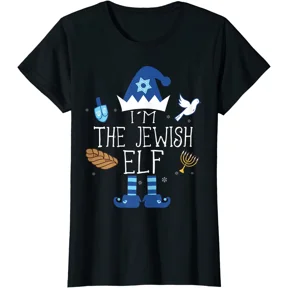 Happy Hanukkah Jewish Elf Family Group Christmas Gift Ladies' Crewneck T-Shirt