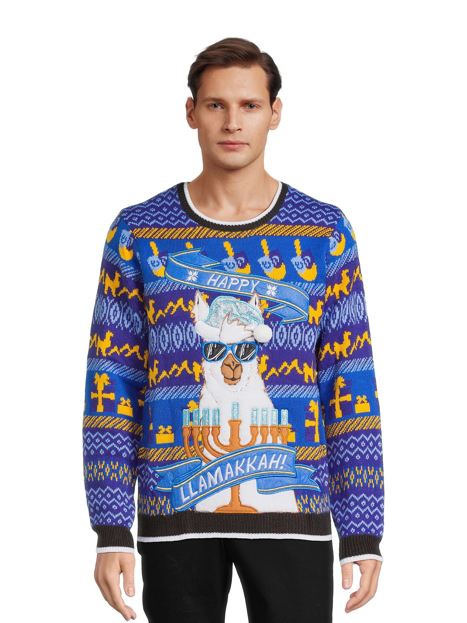 Happy Hanukkah Llamakkah Ugly Sweater Men's Ugly Christmas Sweater