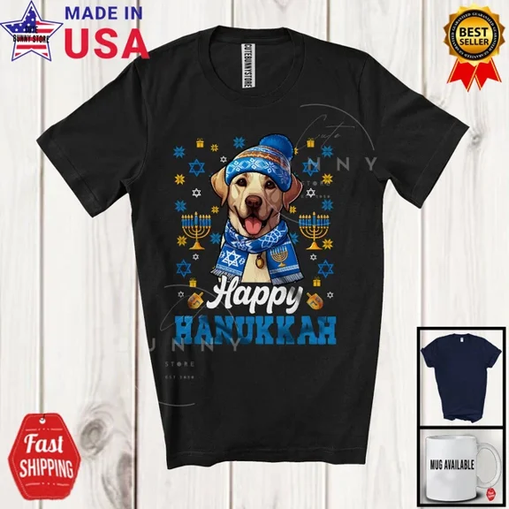 Happy Hanukkah Lovely Chanukah Labrador Retriever Owner Menorah Family T-Shirt Unisex S-5XL Hot Trending Shirt, Vintage Birthday Gift