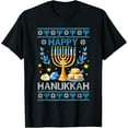 thumbnail image 1 of Happy Hanukkah Menorah Dreidel Ugly Chanukah Kids Women Men T-Shirt, 1 of 4