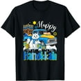 thumbnail image 1 of Happy Hanukkah Menorah On Pickup Truck Cat Jewish Lover T-Shirt- American fashion hot selling casual retro high quality 100% cotton T-shirt 1 piece, 1 of 7