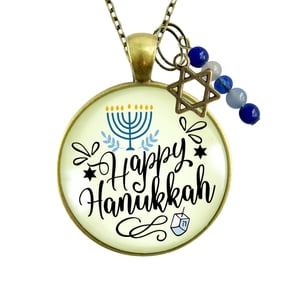 Happy Hanukkah Necklace Bronze Festive Holiday Jewelry Gift Adult Female Metal Star of David