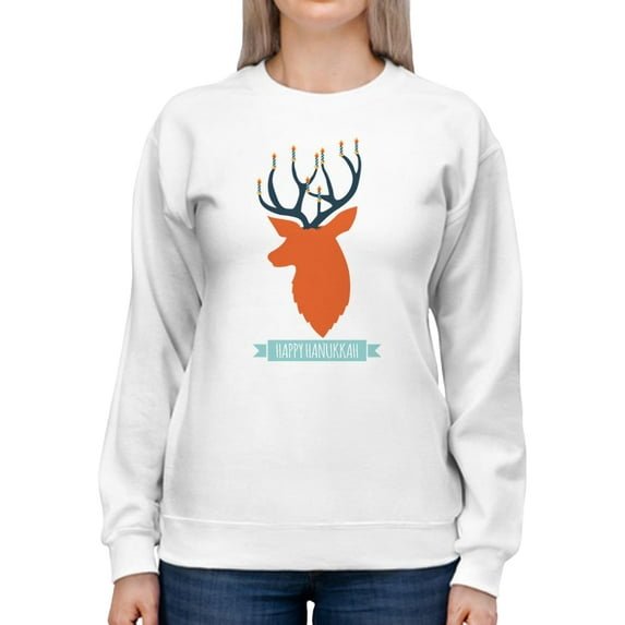 Happy Hanukkah Reindeer Sweatshirt Women -SPIdeals Designs, Female Medium