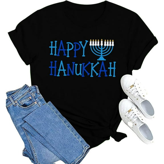 Happy Hanukkah Shirt Hanukkah Menorah Tshirt Chanukah Jewish_Holiday Celebration Tee Top