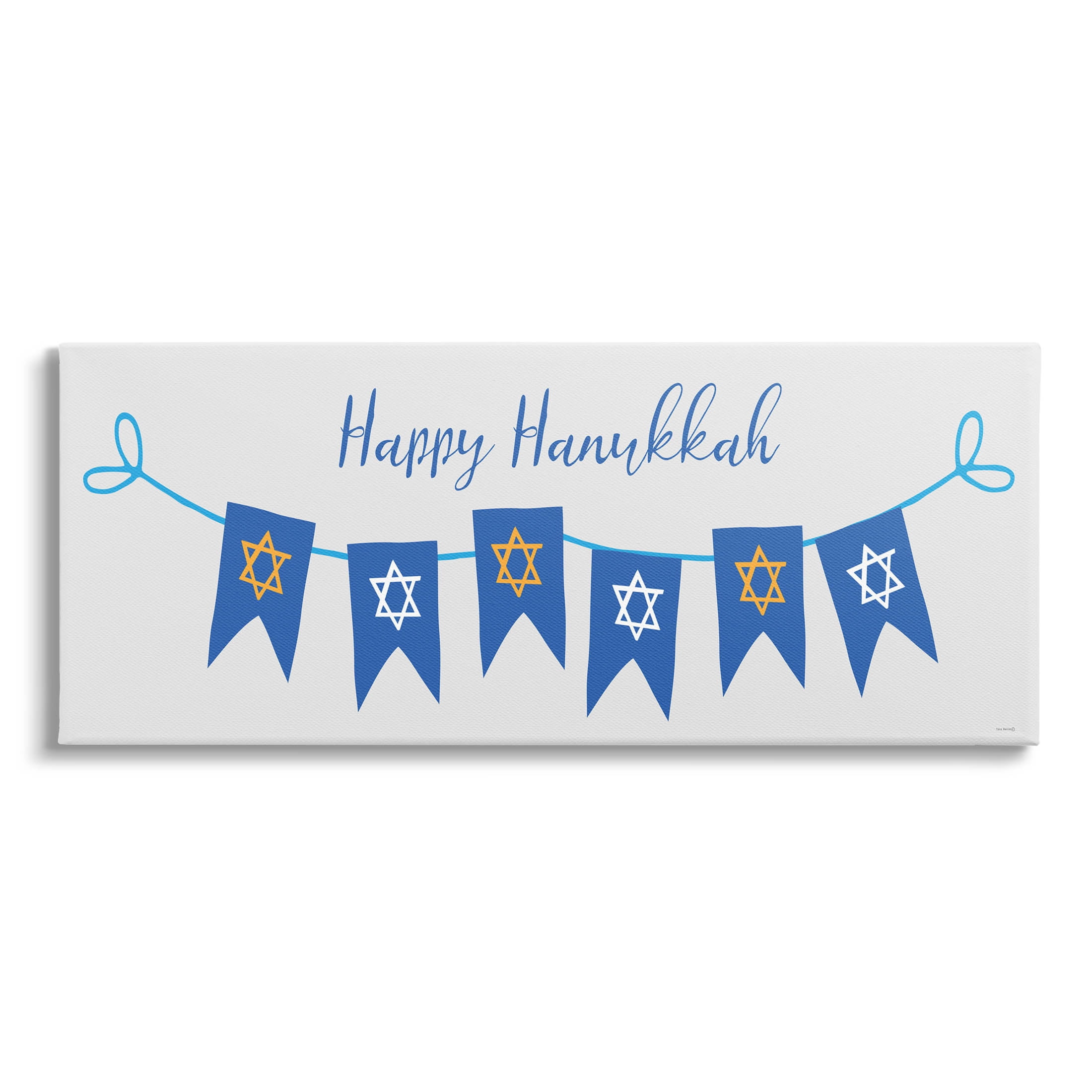 Happy Hanukkah Star Of David Banner Holiday Graphic Art Gallery Wrapped Canvas Print Wall Art
