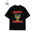 thumbnail image 1 of Happy Hanukkah T-Shirt men Christmas 180G 100% Cotton black glitter Christmas crew Fashion Unisex Shirt Graphic tshirts Original Unisex Shirt Cotton tshirts Retro Unisex Shirt Cotton tshirts, 1 of 8