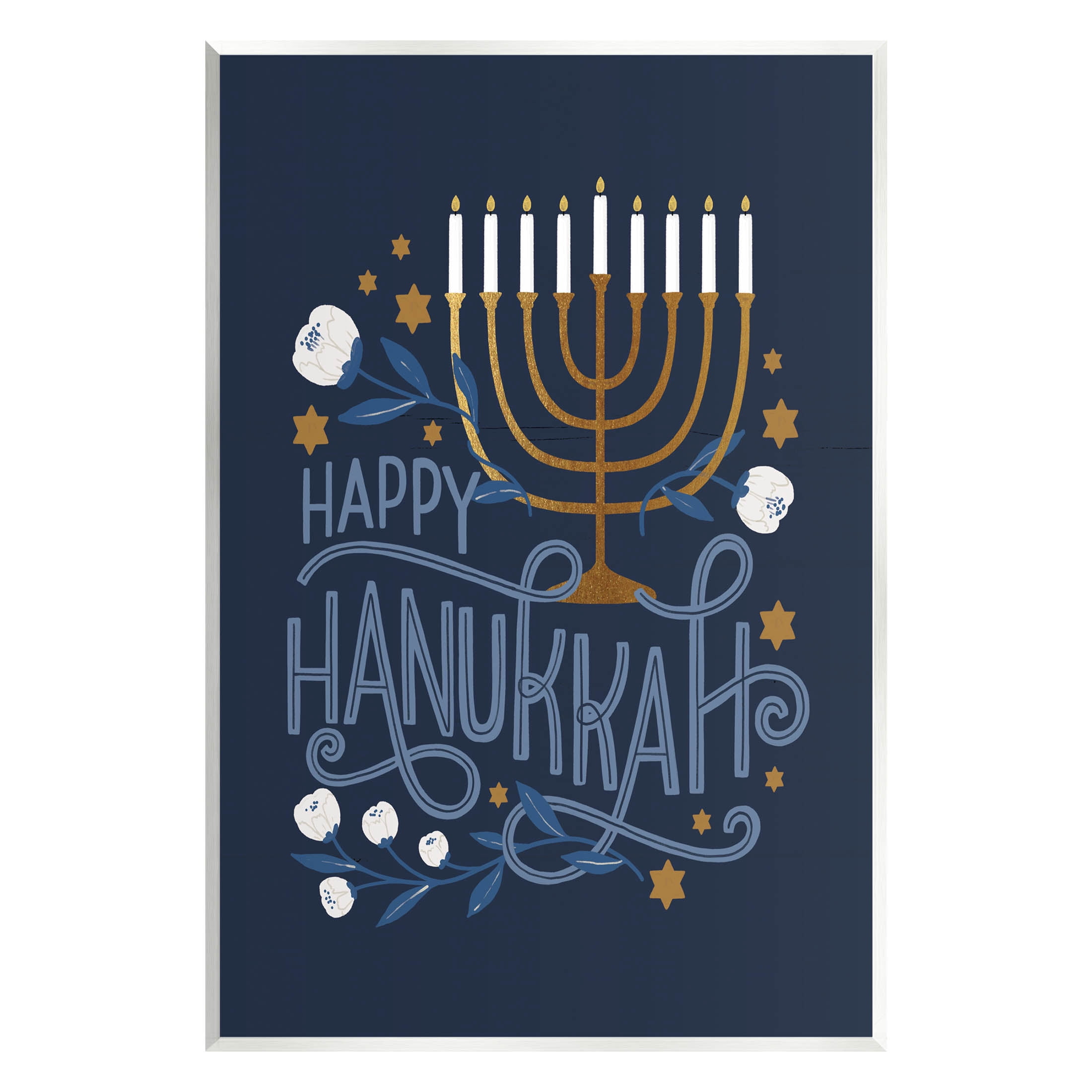 Happy Hanukkah Traditional Menorah Symbols Holiday Graphic Art Unframed Art Print Wall Art