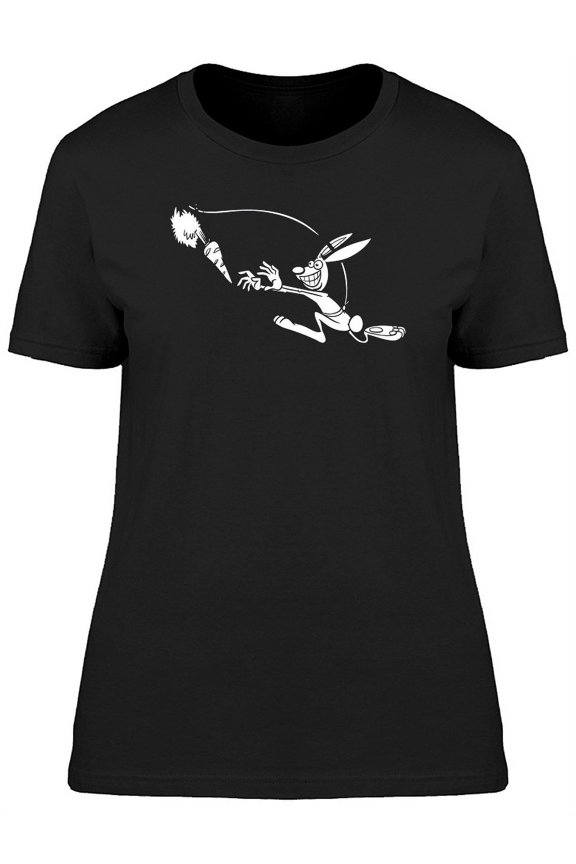 Happy Hare Chasing A Carrot T-Shirt Women -Image by Shutterstock, Female Large