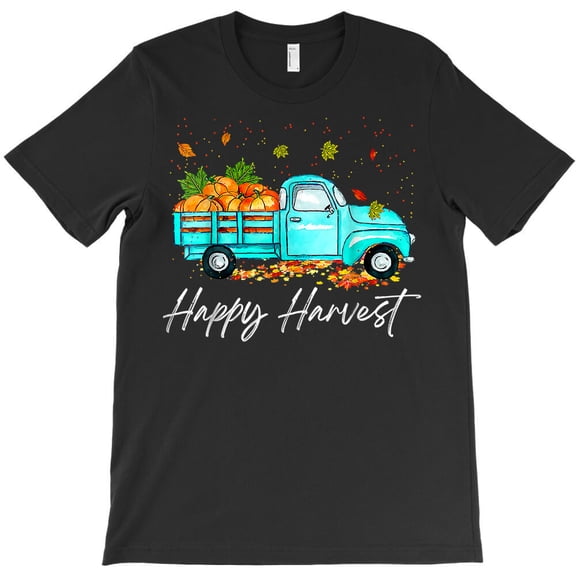 Happy Harvest Fall Season Pumpkin Truck, Thanksgiving Vintage Holiday - Relaxed Look G5344 Unisex T-Shirt, Up to Size 5XL