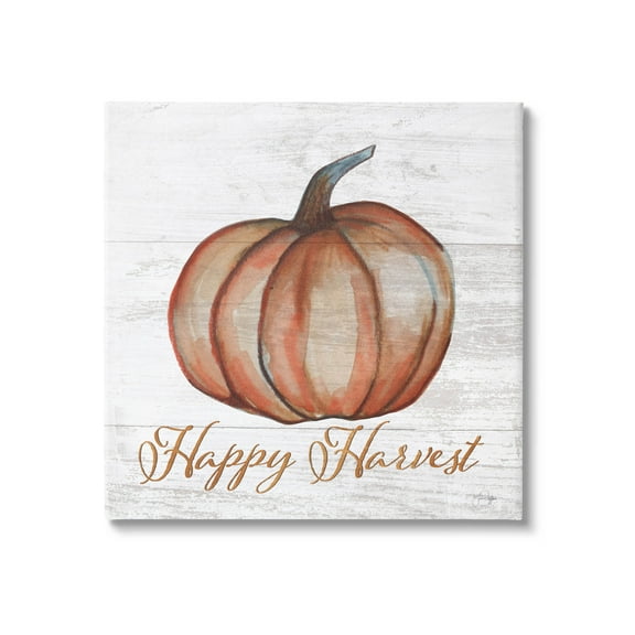 Happy Harvest Pumpkin Country Rustic Holiday Graphic Art Gallery Wrapped Canvas Print Wall Art