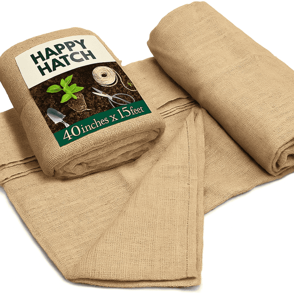 Happy Hatch Natural Burlap Roll  40" x 15 ft  Jute Fabric for Gardening & Rustic Decor