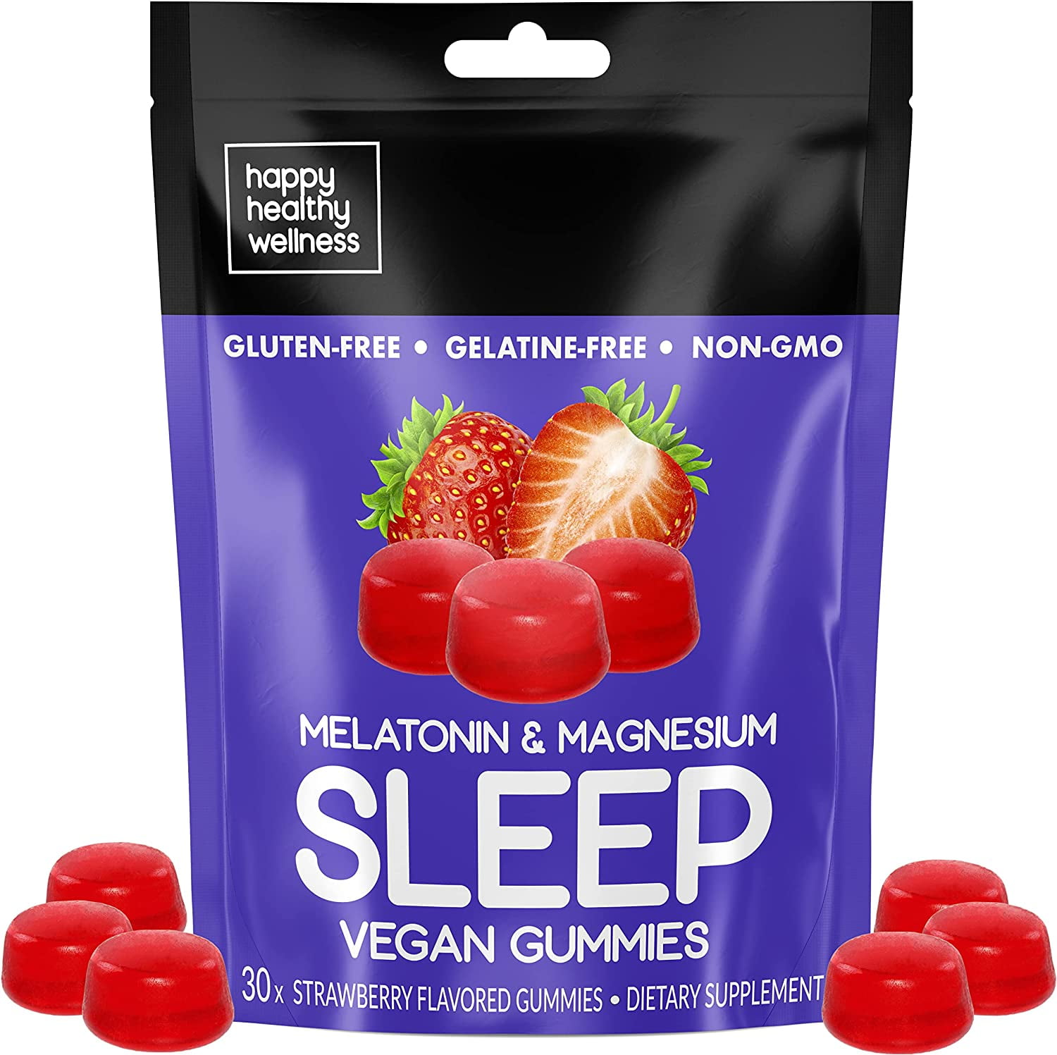 Happy Healthy Wellness Melatonin & Magnesium Sleeping Gummies, Vegan