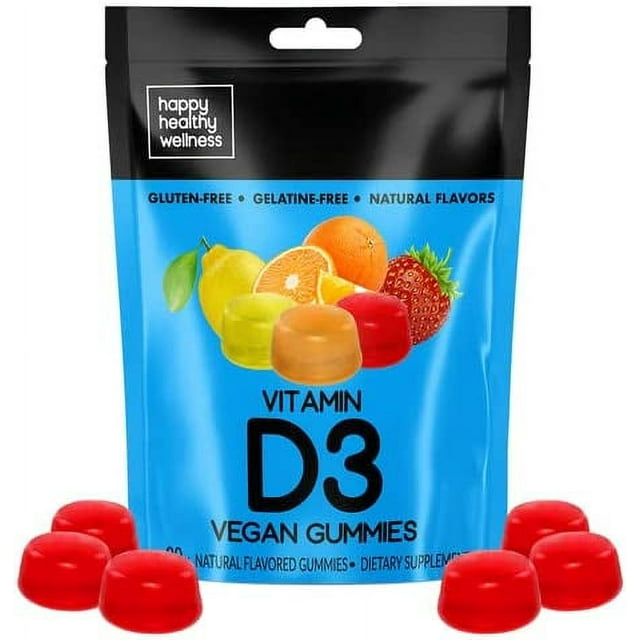 Happy Healthy Wellness Vitamin D3 Vegan Gummies for Adults Gluten
