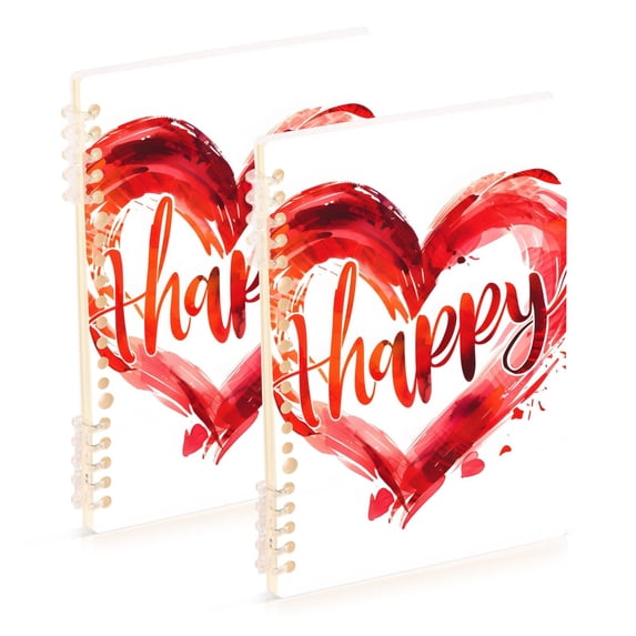 Happy Heart Ring Binder Notebook Journey Note Diary College Ruled Spiral Notebook Study Loose Leaf Paper A5 60 Pages
